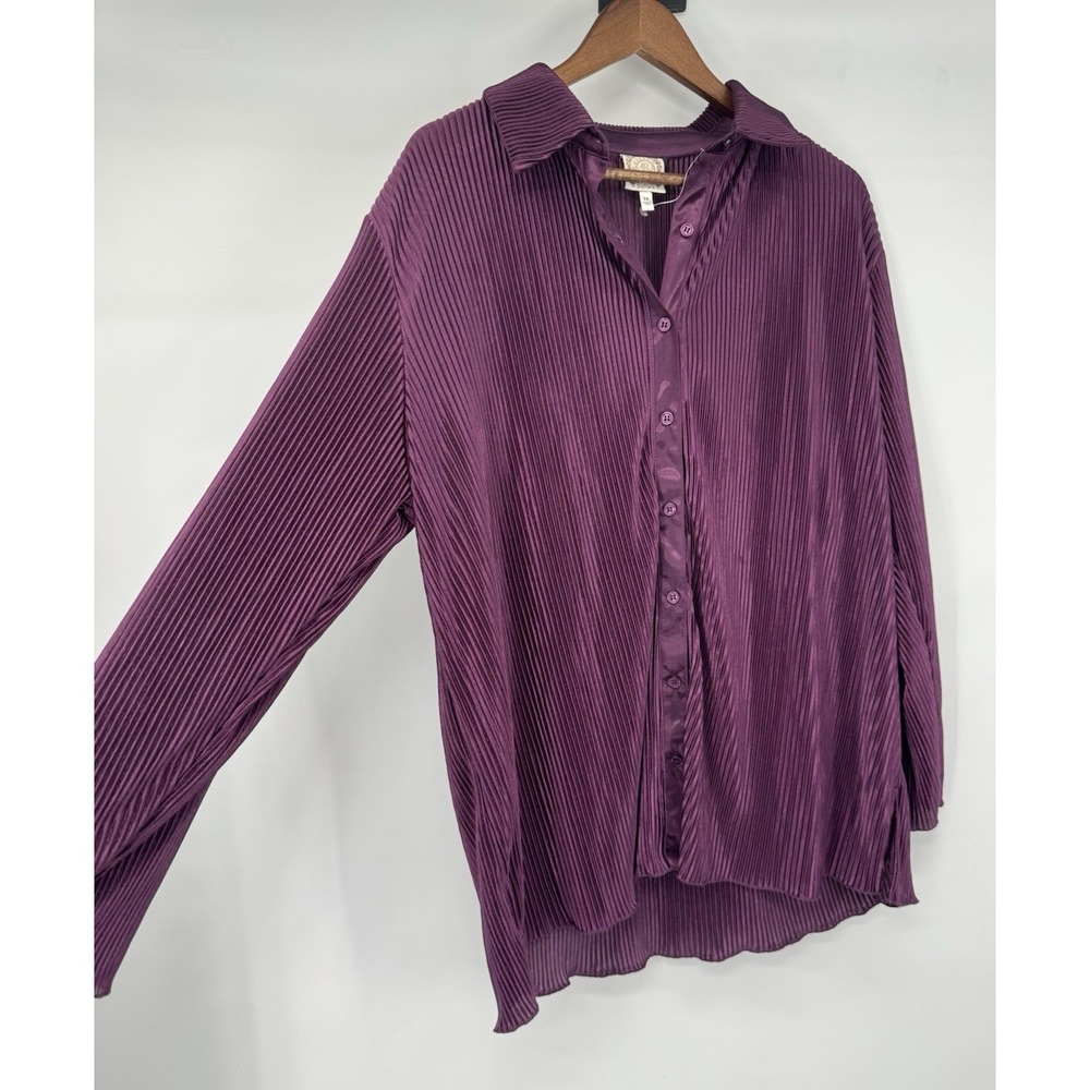 Silky Truself Purple Long Sleeve Ribbed button up Blouse fairy grunge whimsigoth